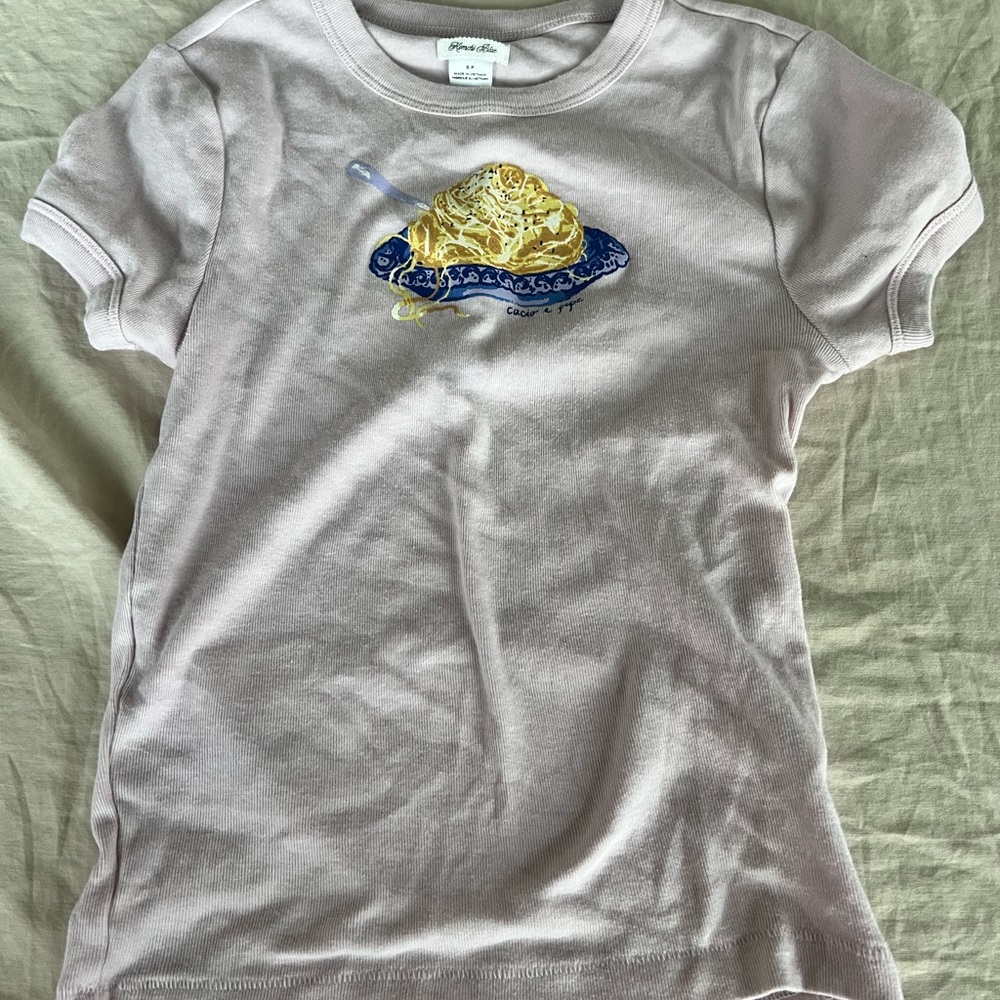 Kimchi Blue Urban Outfitters Light Pink Tee with Pasta Cacio Pepe size small